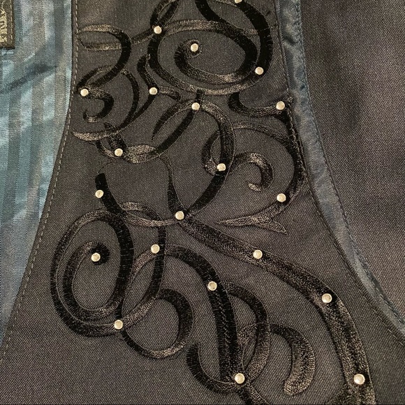 Franky Max - Men’s Casual Vest with Embroidery & Rhinestones Size M - Picture 3 of 7